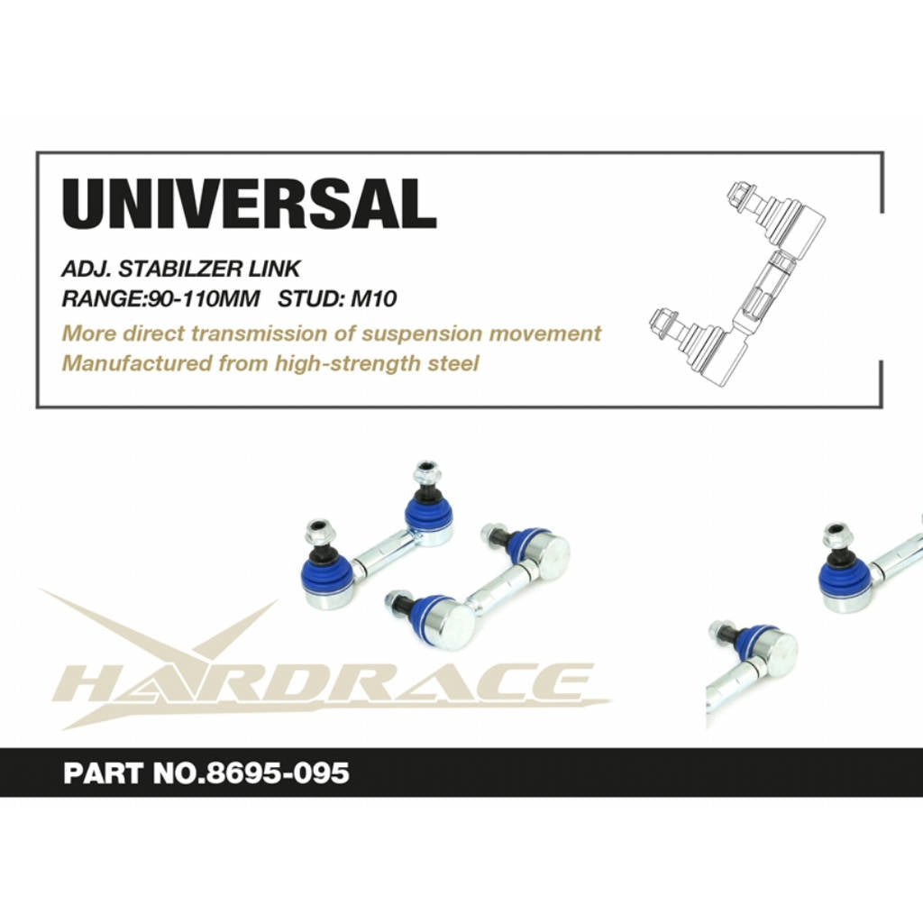HARDRACE 8659-095 Adj. Stabilizer Link Universal (Range 90-110mm, Ball stud: M10) 2PCS/SET Photo-1