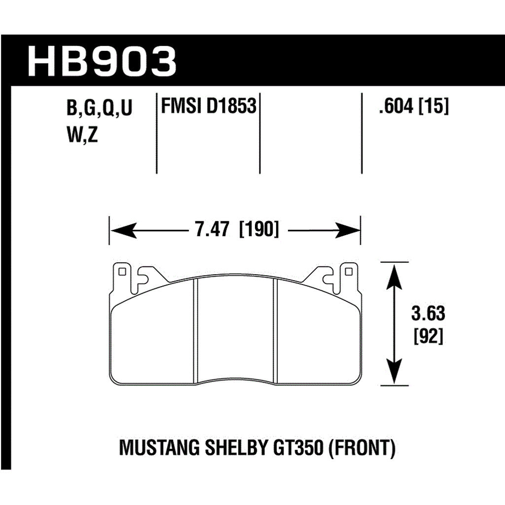 HAWK HB903D.604 Front Brake Pads ER-1 Endurance Racing for FORD Mustang 5.2L 2015-2019 Photo-2