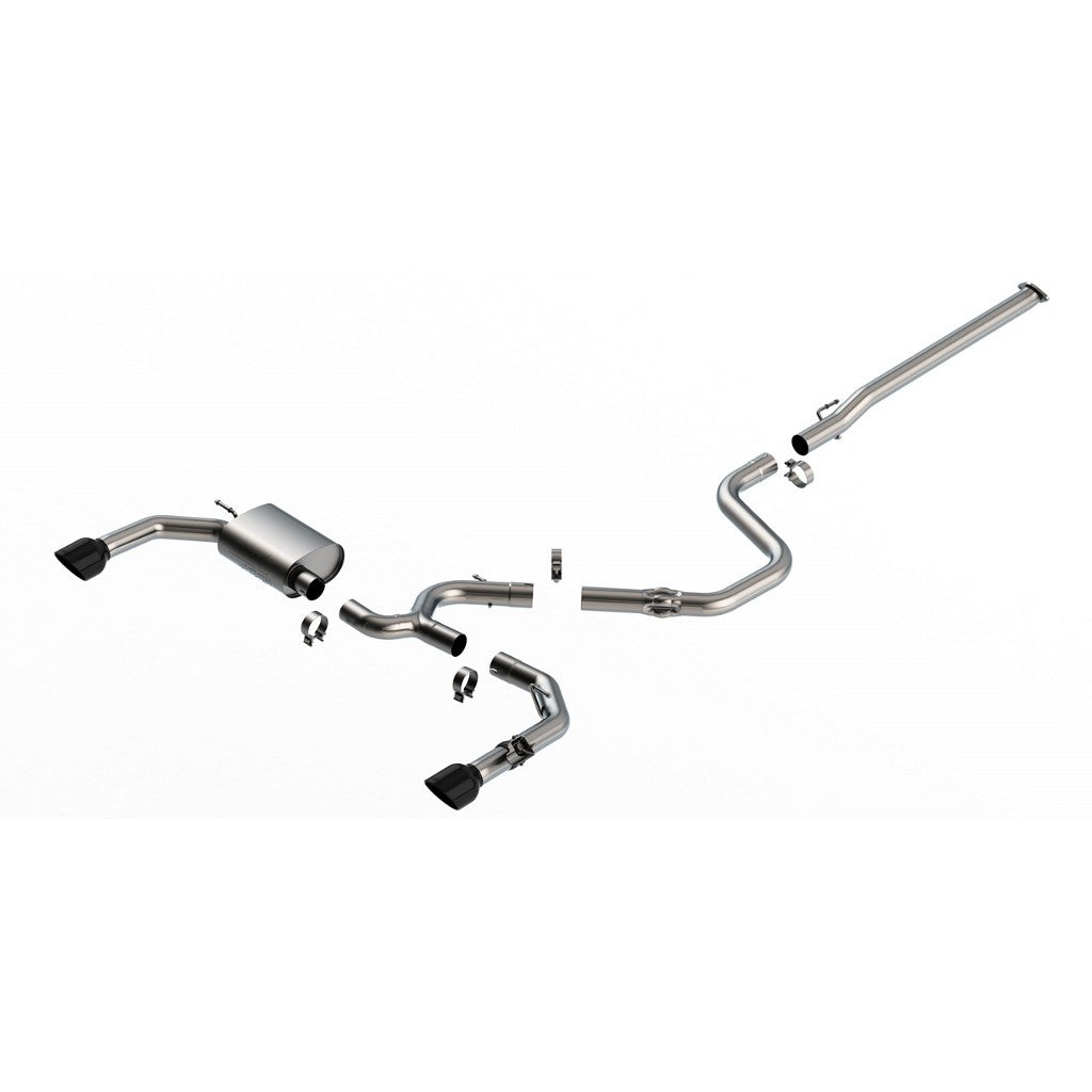 BORLA 140925BC Cat-Back Exhaust System ATAK 3", TIP 5" Black Chrome, T-304 Stainless Steel for HYUNDAI Elantra N 2.0L 2022-2023 Photo-0