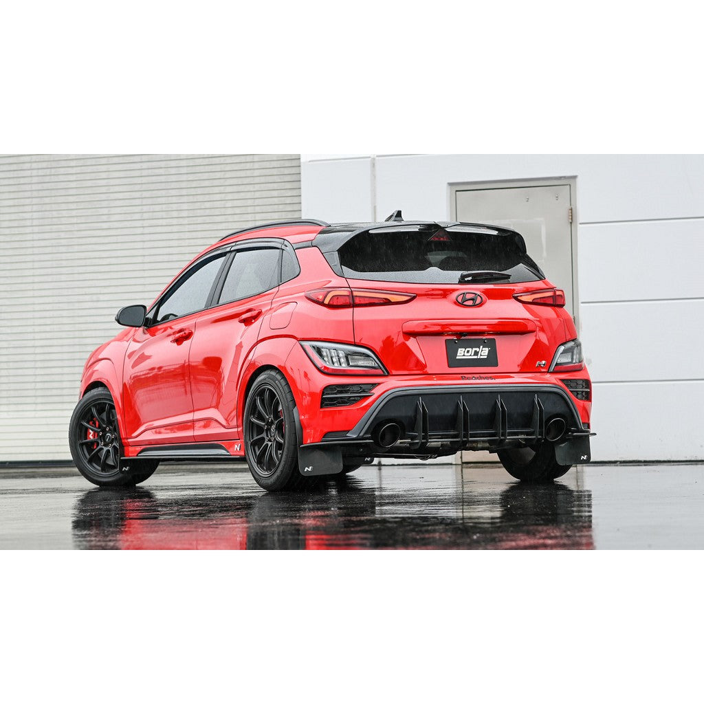 BORLA 140926BC Cat-Back Exhaust System ATAK 3", TIP 5" Black Chrome, T-304 Stainless Steel for HYUNDAI Kona N 2.0L 2022-2023 Photo-1