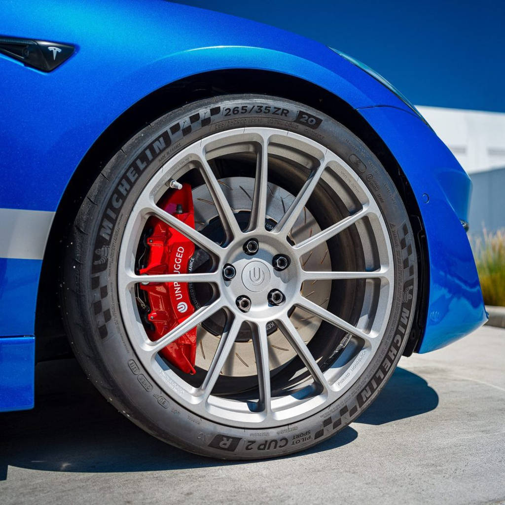 UNPLUGGED PERFORMANCE UP-M3MY-317-8.1 Big Brake Kit (front), UP x PFC 394mm Iron Rotors, Race Pads for TESLA Model 3 / Model Y Photo-0