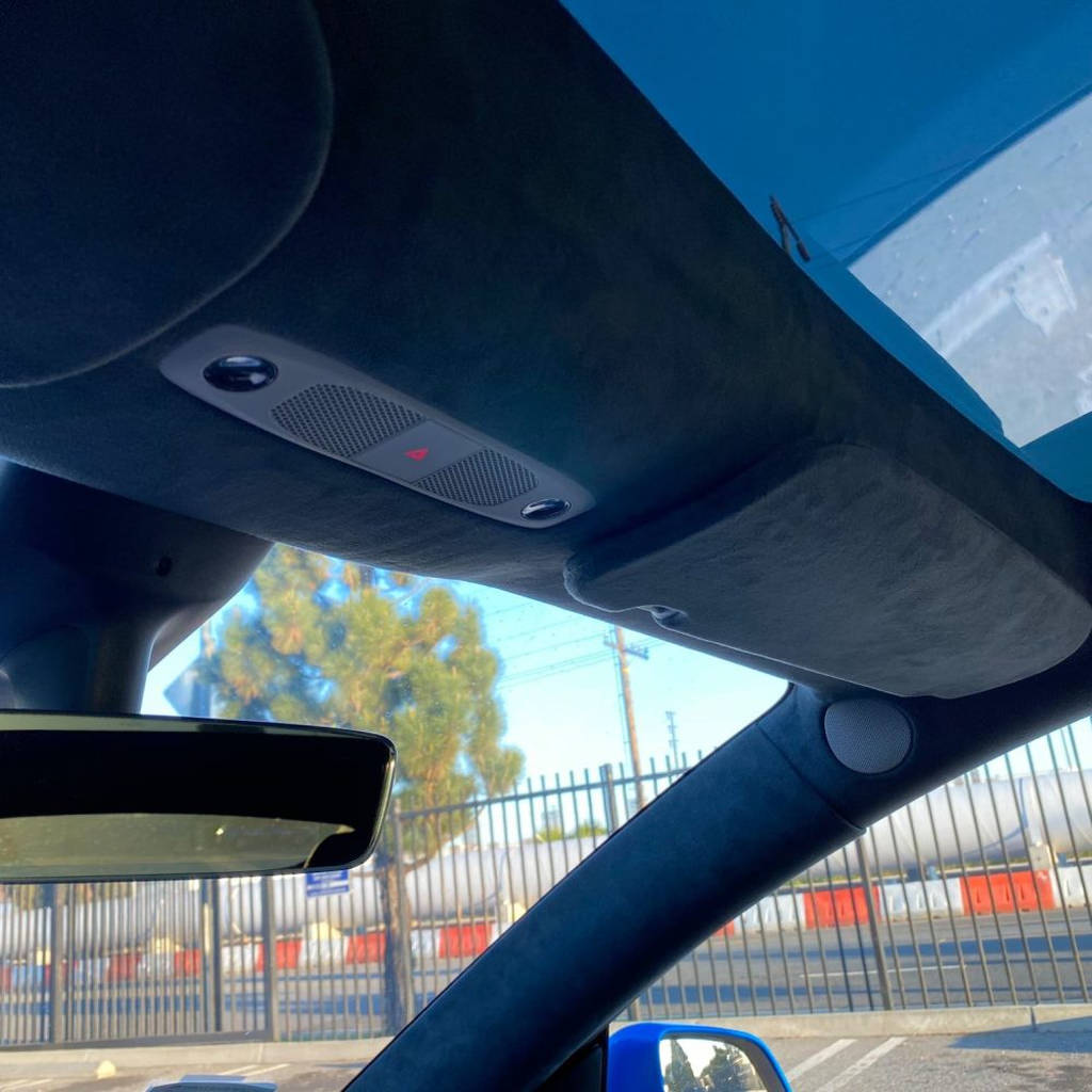UNPLUGGED PERFORMANCE UP-M3-331-3.1 Alcantara Headliner Upgrade Kit, Charcoal Black for TESLA Model 3 2021 Photo-3