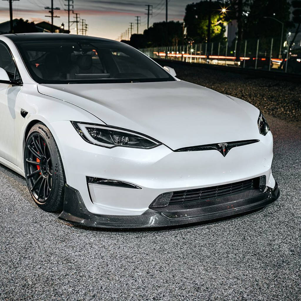 UNPLUGGED PERFORMANCE UP-MS2-365-1.1 Front Diffuser Full Set Autobahn, Carbon Fiber Gloss for TESLA Model S2 2021 Photo-11