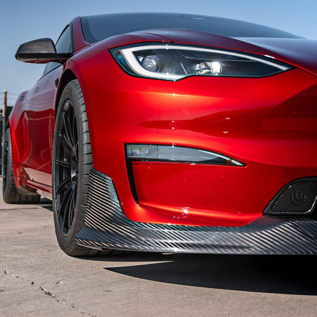 UNPLUGGED PERFORMANCE UP-MS2-365-7.1 Aero Pad Pair 8mm for Front Diffuser Autobahn, Gloss Carbon for TESLA Model S2 2021 Photo-17