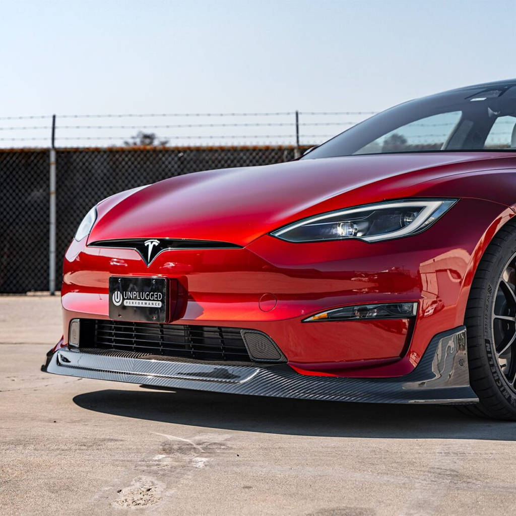 UNPLUGGED PERFORMANCE UP-MS2-365-10.1 Aero Pad Pair 16mm for Front Diffuser Autobahn, Gloss Carbon for TESLA Model S2 2021 Photo-0