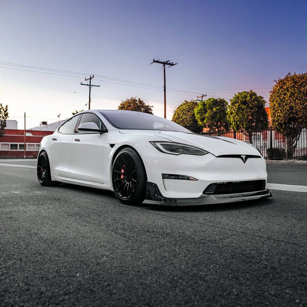 UNPLUGGED PERFORMANCE UP-MS2-365-10.1 Aero Pad Pair 16mm for Front Diffuser Autobahn, Gloss Carbon for TESLA Model S2 2021 Photo-2