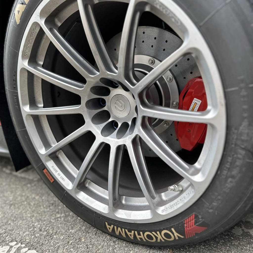 UNPLUGGED PERFORMANCE UP-MSMX2-133-2.1 Rear Brake Rotor Kit, Large Sweep, Carbon Ceramic + Racing Pad Kit for TESLA Model S 2021 Photo-5