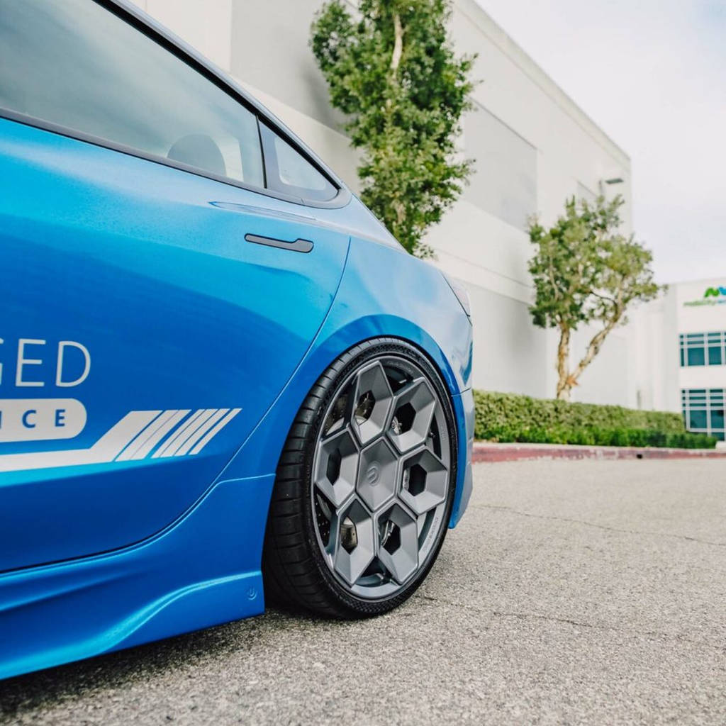UNPLUGGED PERFORMANCE UP-CYBRHEX-DBL-005 Single Wheel UP CYBRHEX 21x10.5+35 - 5x114.3 / 5x120, Double Drilled, Satin Titanium for TESLA Cybertruck / Model Y Photo-7