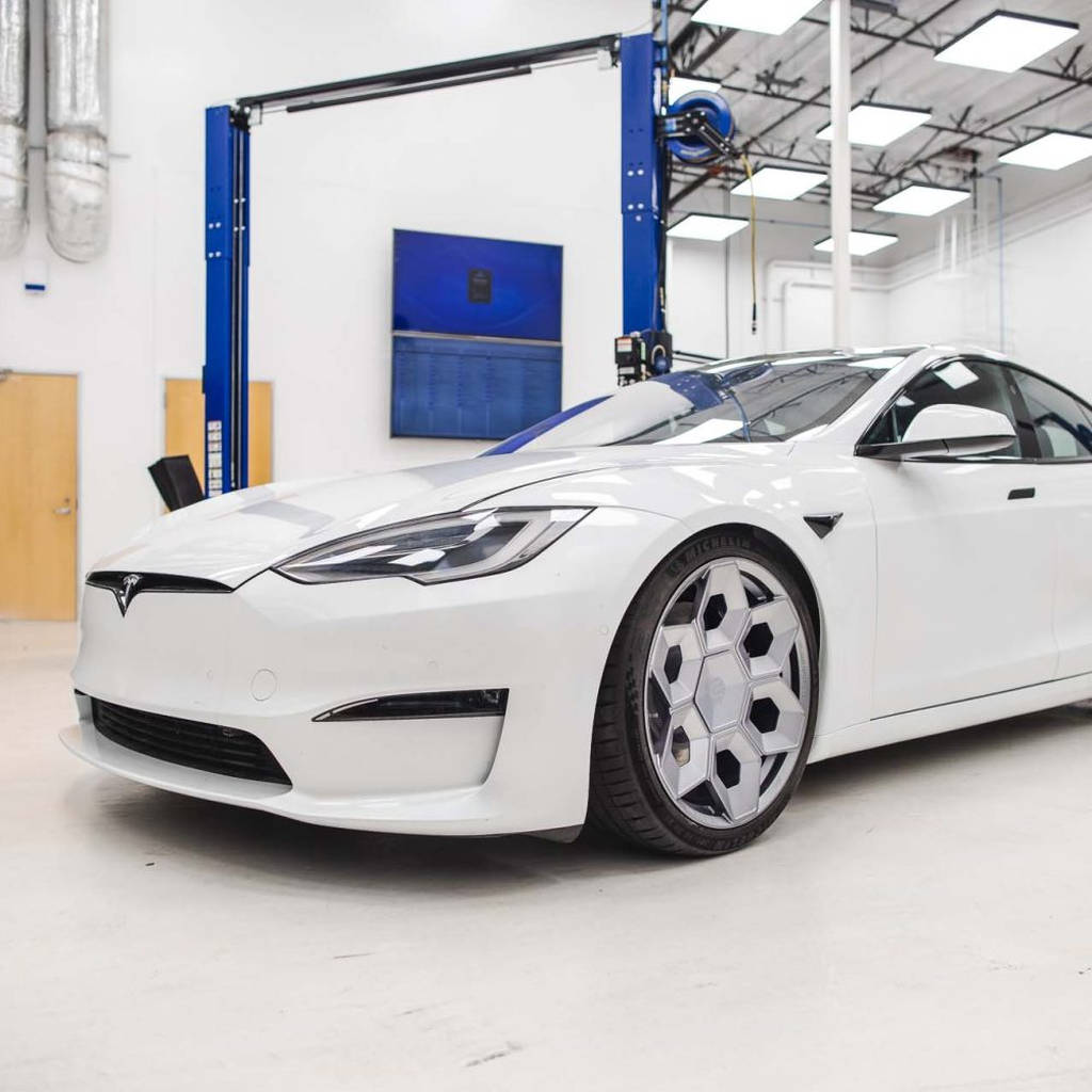 UNPLUGGED PERFORMANCE UP-CYBRHEX-DBL-005 Single Wheel UP CYBRHEX 21x10.5+35 - 5x114.3 / 5x120, Double Drilled, Satin Titanium for TESLA Cybertruck / Model Y Photo-17