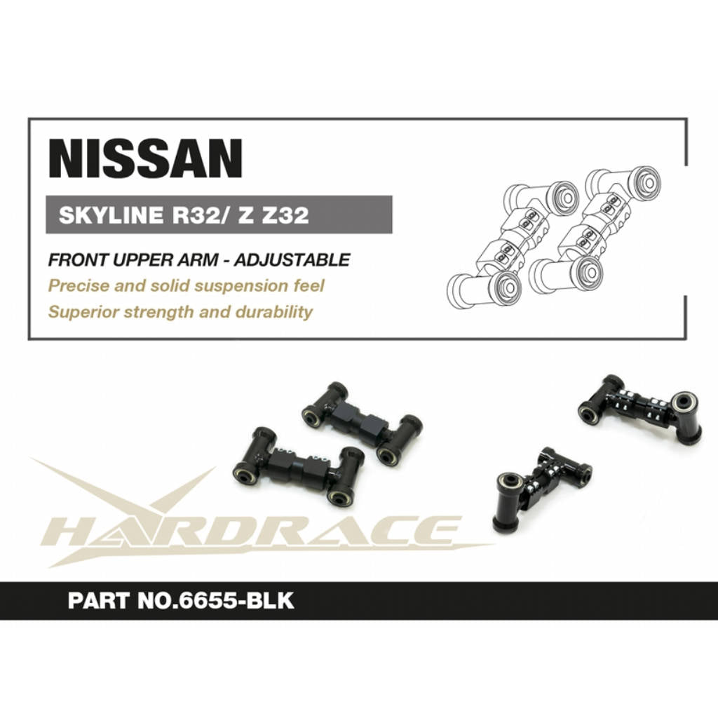 HARDRACE 6655-BLK Front upper arm adjustable 2pcs-set for NISSAN Z (Z32) - SKYLINE (R32) Photo-1