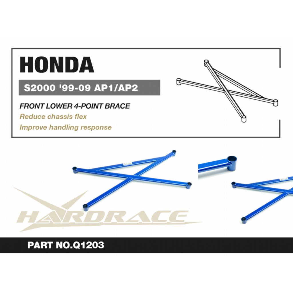 HARDRACE Q1203 Front lower 4-point brace - 1pcs/set for HONDA S2000 1999-2009 Photo-1