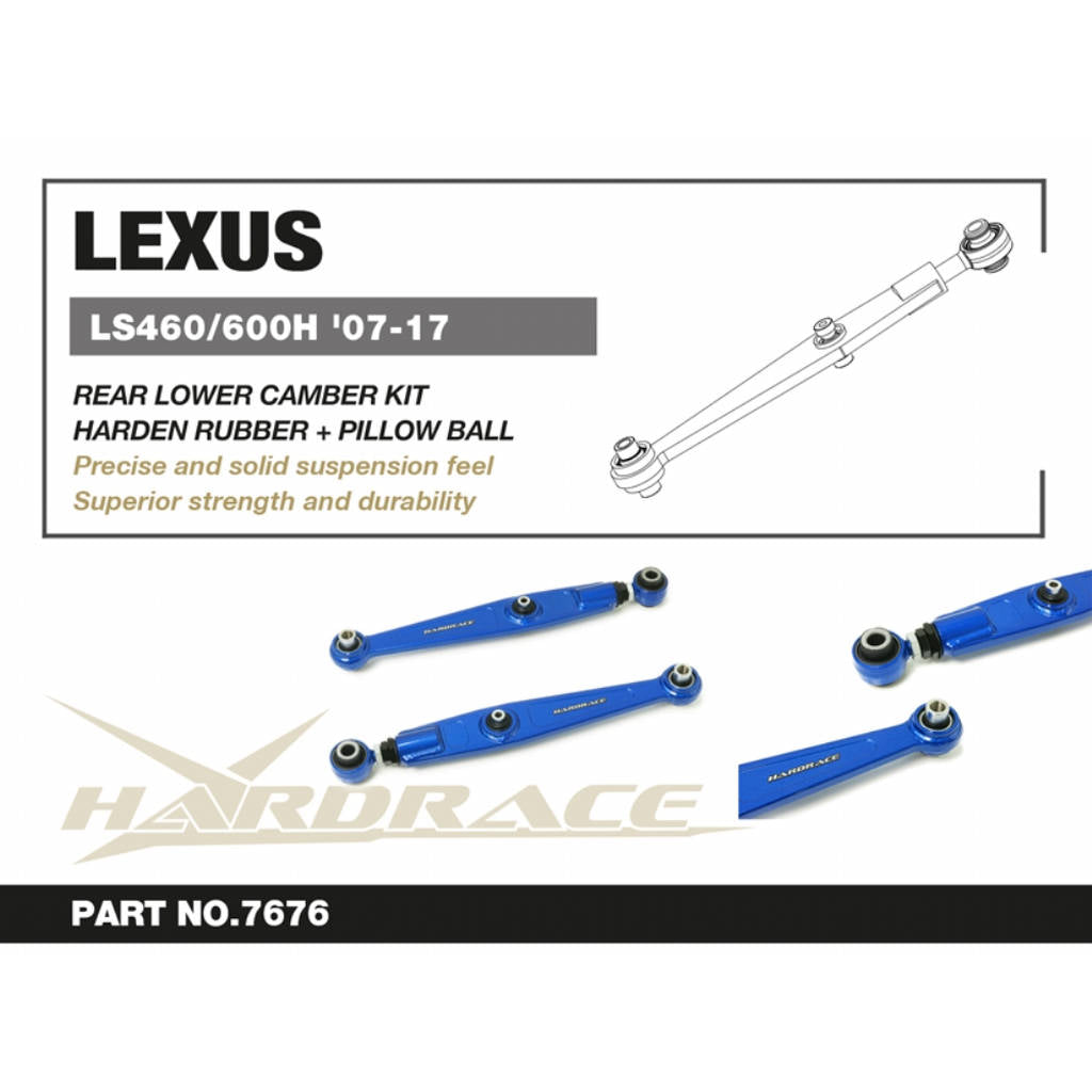 HARDRACE 7676 Rear Lower Camber Kit (Harden Rubber + Pillow Ball) 2PCS / SET for LEXUS LS460 / 600H '07-17 Photo-1