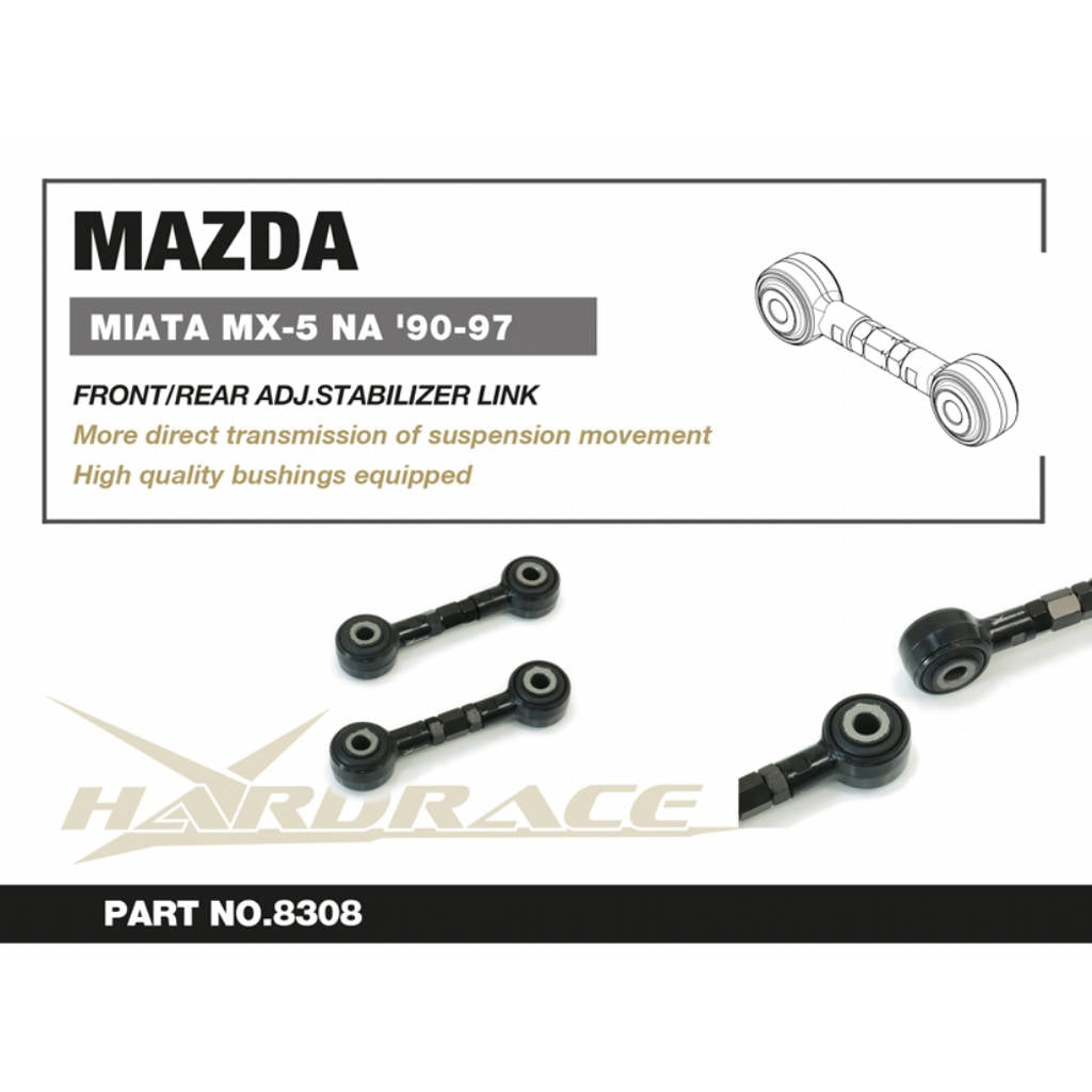 HARDRACE 8308 Front / Rear Stabilizer LINK (Harden Rubber) - 2PCS / SET for MAZDA MIATA / MX5 NA '90-97 Photo-1
