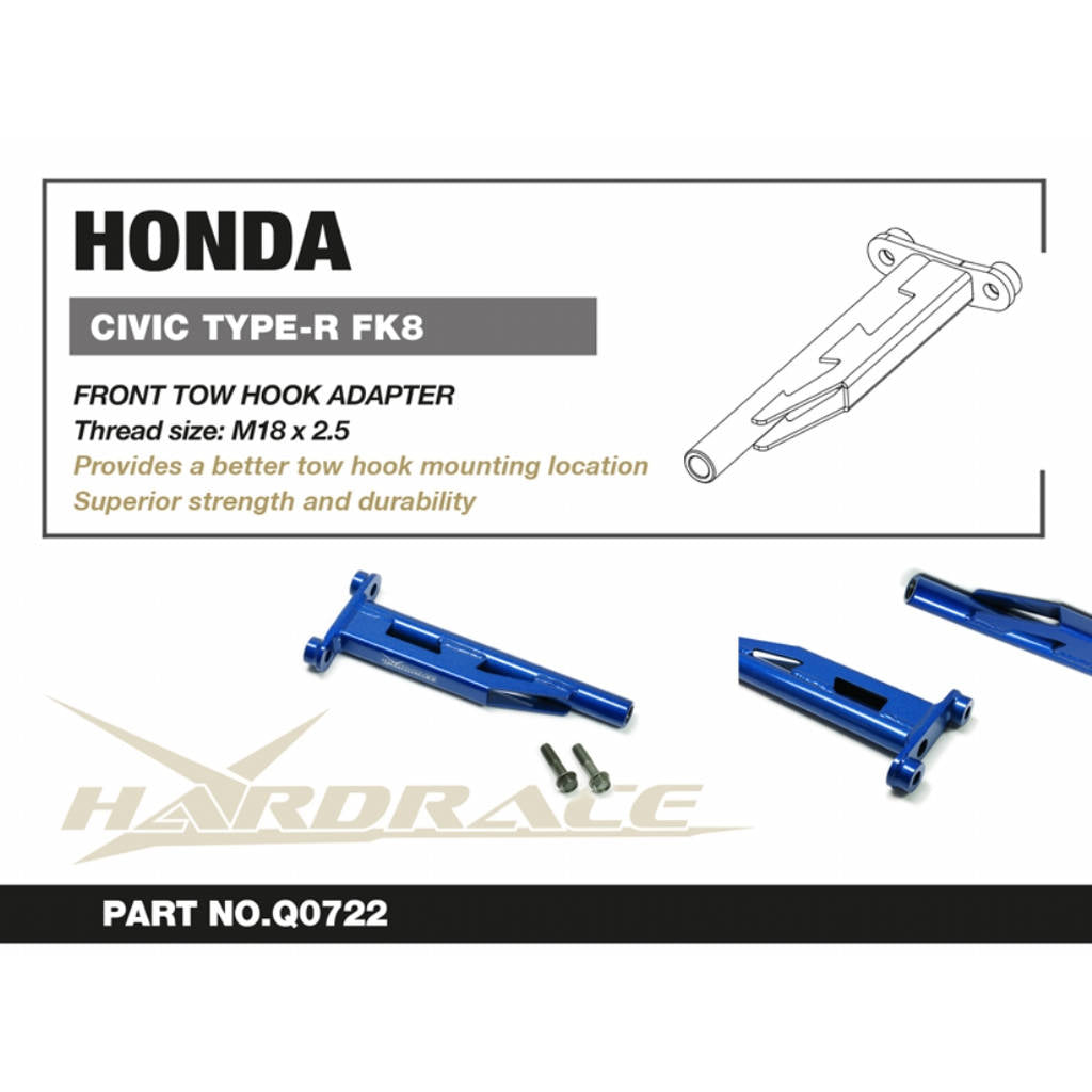 HARDRACE Q0722 Front TOW HOOK ADAPTER - 1PCS / SET for HONDA CIVIC TYPE-R FK8 '18- Photo-1