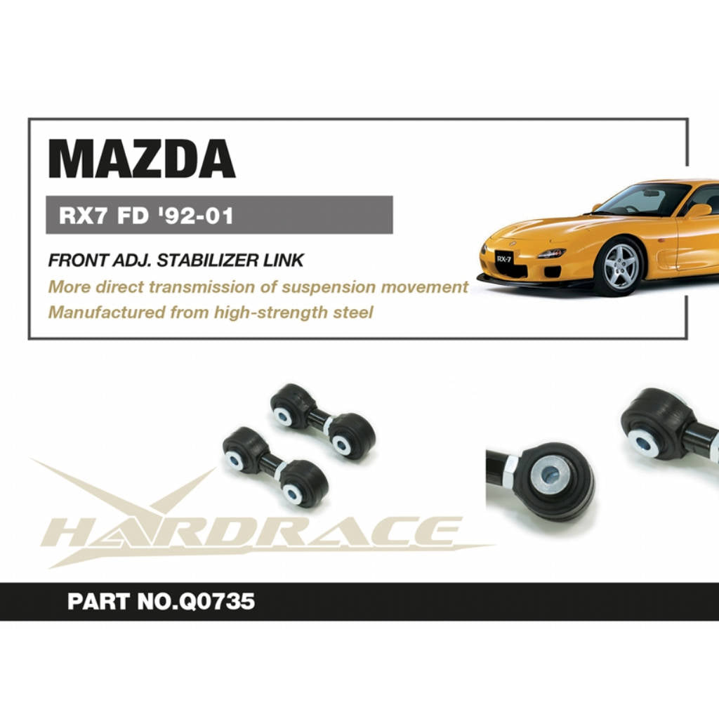 HARDRACE Q0735 Front ADJ. Stabilizer LINK - 2PCS / SET for MAZDA RX-7 '92-02 FD Photo-1