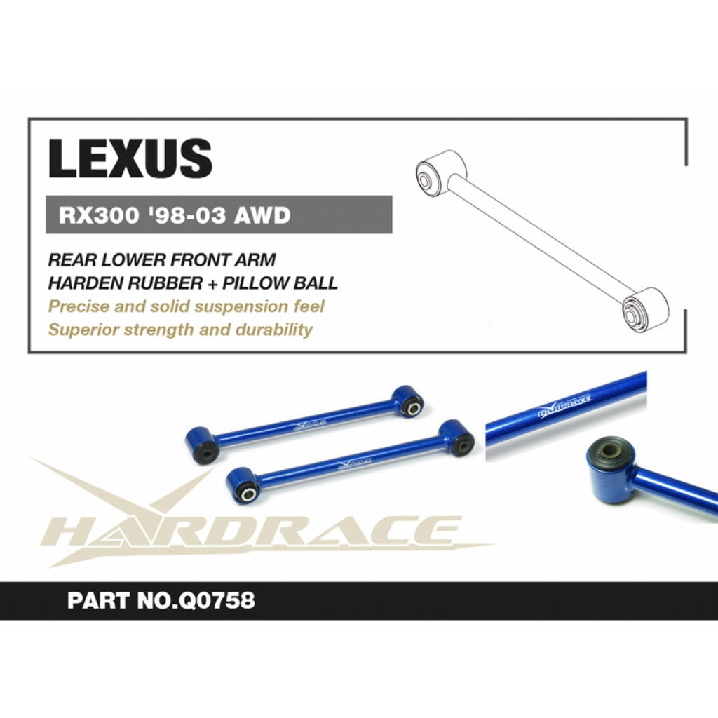 HARDRACE Q0758 Rear LATERAL Arm -Front (Pillow Ball + Harden Rubber) - 2PCS / SET for LEXUS RX300 '98-03 AWD Photo-1