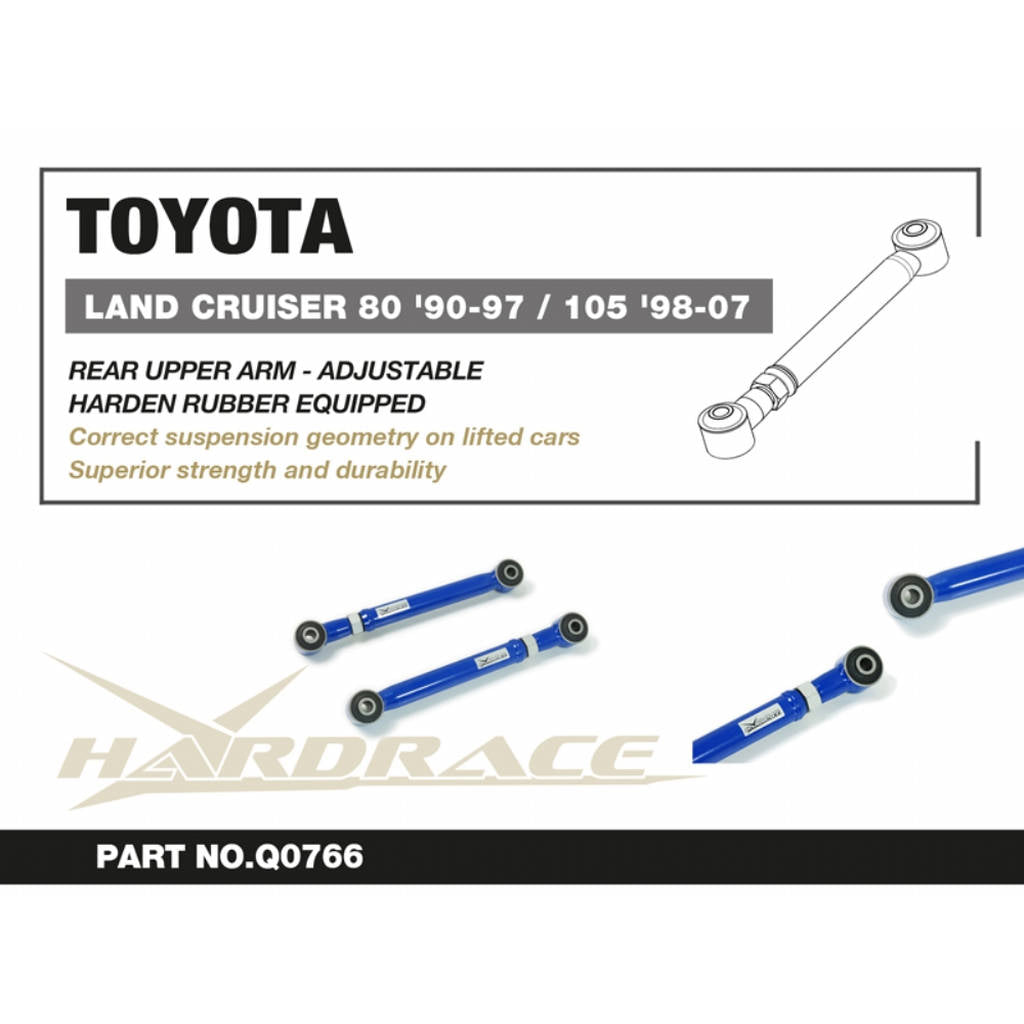 HARDRACE Q0766 Rear Upper Arm (Harden Rubber) - 2PCS / SET for TOYOTA LAND CRUISER 80 '90-97 / 105 '98-07 Photo-1