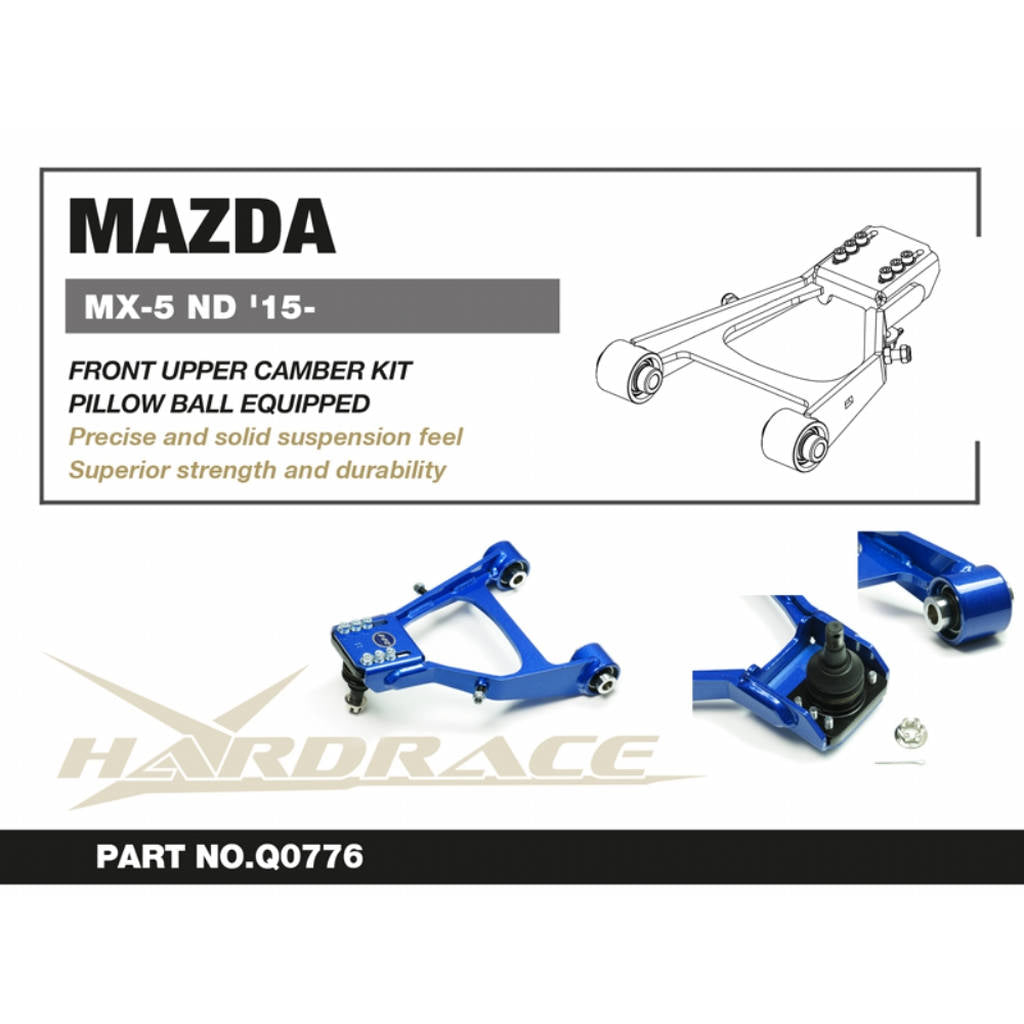 HARDRACE Q0776 Front Upper Camber Arm V2. (Pillow Ball) - 2PCS / SET for MAZDA MIATA / MX-5 '15 Photo-1
