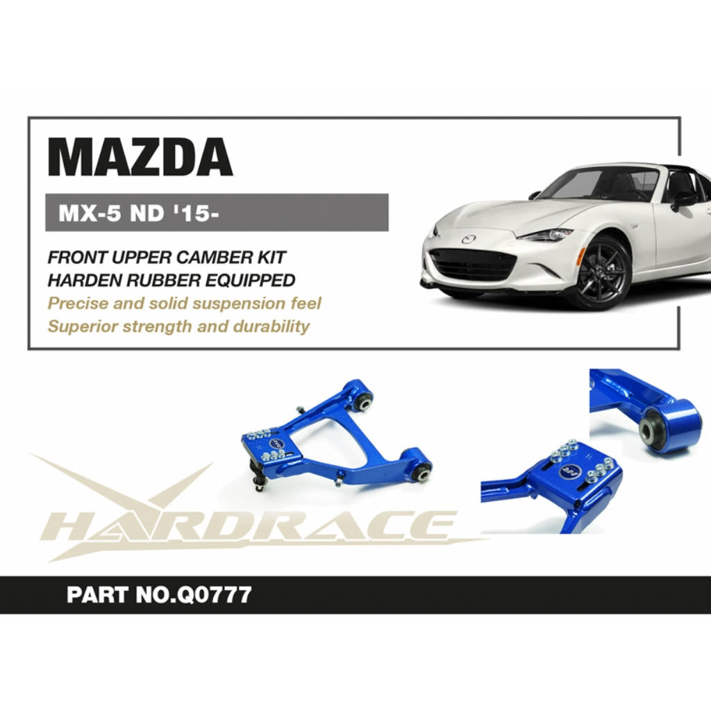 HARDRACE Q0777 Front Upper Camber Arm V2. (Harden Rubber) - 2PCS / SET for MAZDA MIATA / MX-5 '15 Photo-1
