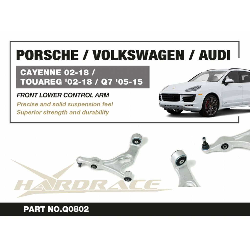 HARDRACE Q0802 Front Lower Control Arm (Harden Rubber) - 2PCS / SET for PORSCHE CAYENNE '02-18 / VOLKSWAGEN TOUAREG '02-18 / AUDI Q7 '05-15 Photo-1