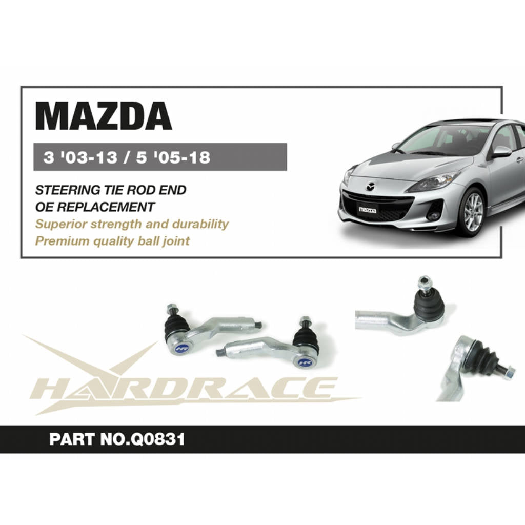 HARDRACE Q0831 Tie Rod End - OE Replacement 2PCS / SET for MAZDA 3 '03-13 / 5 '05-18 Photo-1