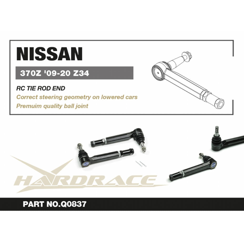 HARDRACE Q0837 RC Tie Rod End ( FORGED BODY) - 2PCS / SET for NISSAN 370Z Z34 / INFINITI G '06-14 V36 / Q50 / Q60 '14- V37 Photo-1