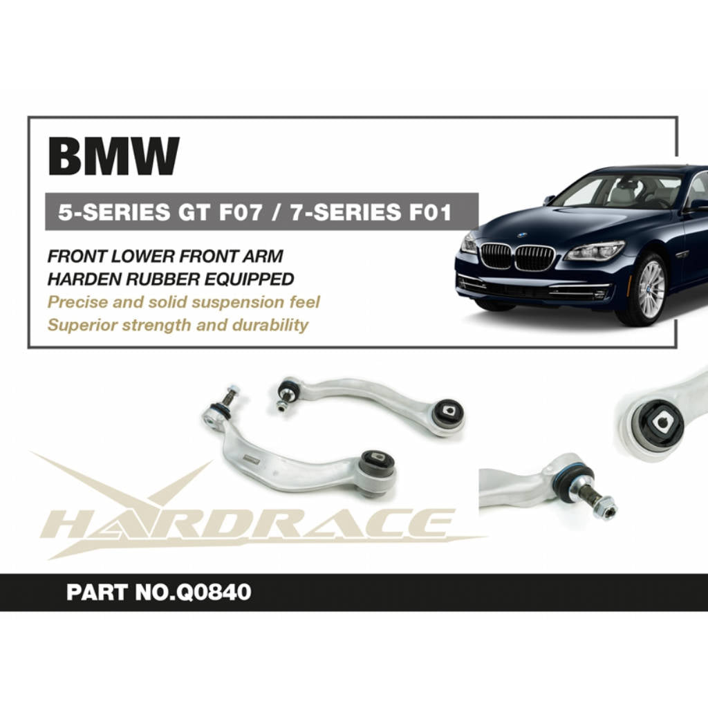 HARDRACE Q0840 Front Lower -Front Arm - RWD (Harden Rubber) - 2PCS / SET for BMW 5'S GT F07 / 7'S F01 / F02 Photo-1