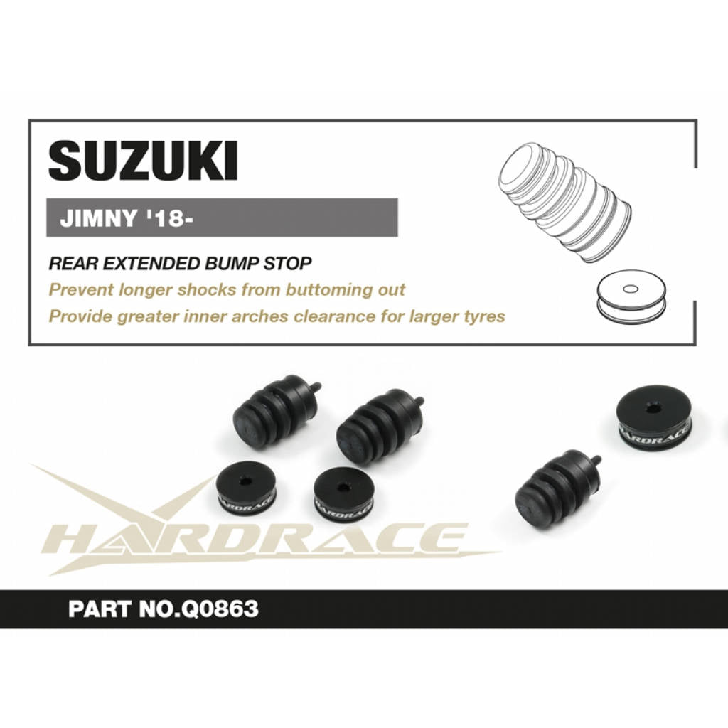 HARDRACE Q0863 Rear EXTENDED BUMP STOP - 4PCS / SET for SUZUKI JIMNY '18- Photo-1