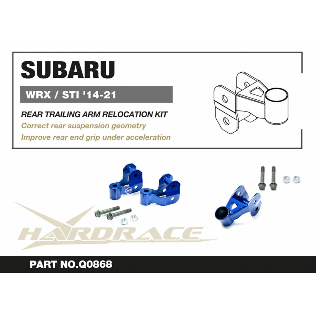 HARDRACE Q0868 Rear Trailing Arm RELOCATION Kit - 2PCS / SET for SUBARU WRX / STI '14-21 Photo-1
