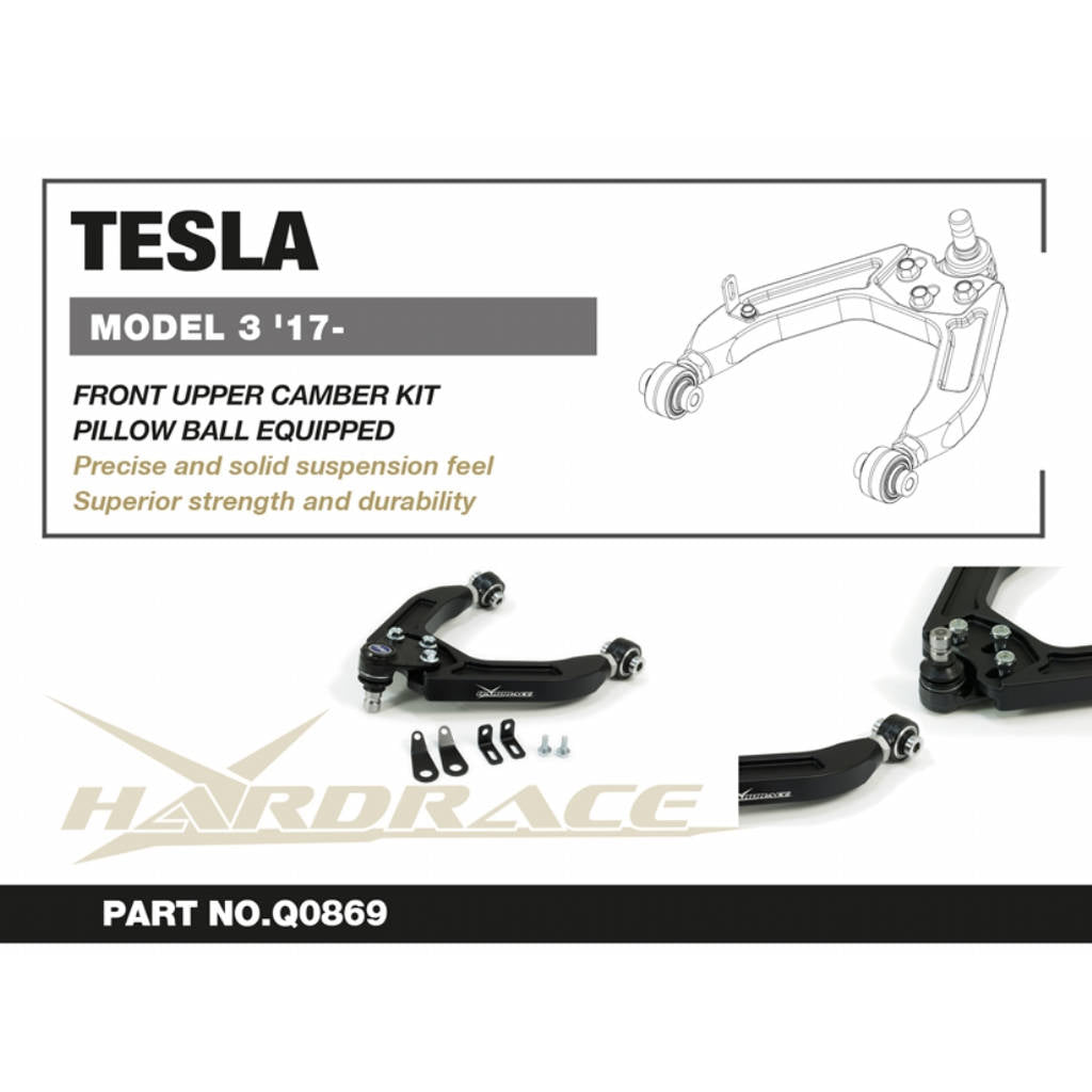 HARDRACE Q0869 Front Upper Camber Kit (Pillow Ball) - 2PCS / SET for TESLA MODEL 3 '17- Photo-1