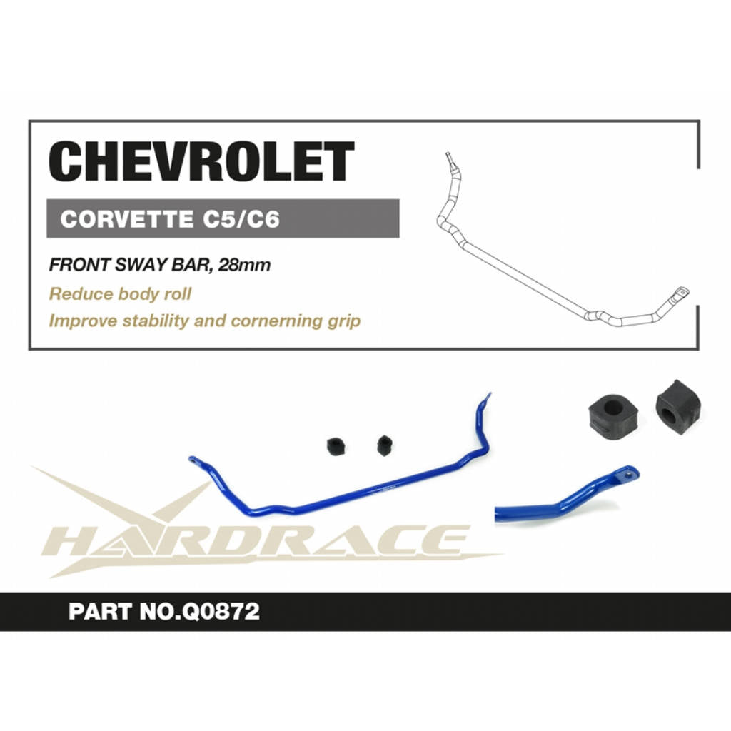 HARDRACE Q0872 Front Sway Bar, 28mm - 3PCS / SET for CHEVROLET CORVETTE C5 '97-04 / C6 '05-13 Photo-1