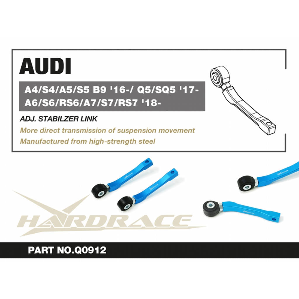 HARDRACE Q0912 Rear ADJ. Stabilizer LINK - 2PCS / SET for AUDI A4 / S4 / A5 / S5 B9 '16- / Q5 / SQ5 '17- / A6 / S6 / RS6 / A7 / S7 / RS7 '18- Photo-1