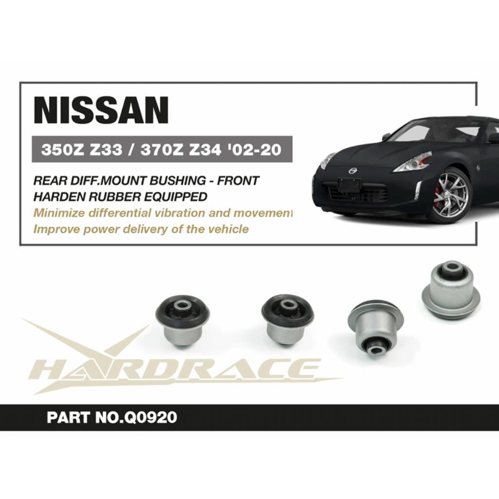 HARDRACE Q0920 Rear DIFF. Mount Bushing -Front (Harden Rubber) - 2PCS / SET for NISSAN Z '02-20 / INFINITI G '01-15 / M '05-10 / Q45 '02-06 / FX & QX70 '02-17 Photo-1