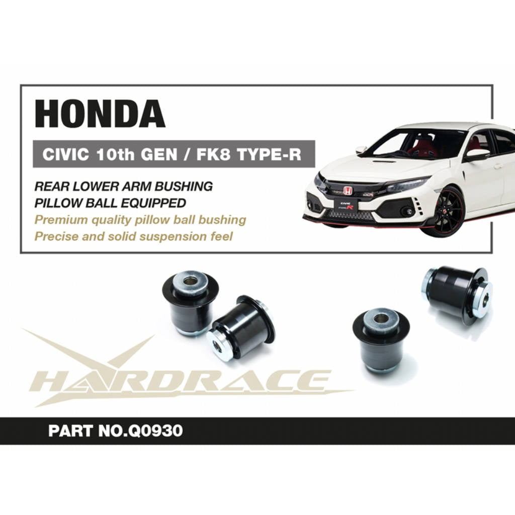 HARDRACE Q0930 Rear Lower Arm Bushing (Pillow Ball) - 2PCS / SET for HONDA CIVIC '16-21 / TYPE-R FK8 '17- Photo-1