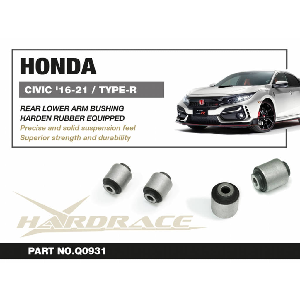 HARDRACE Q0931 Rear Lower Arm Bushing (Harden Rubber) - 2PCS / SET for HONDA CIVIC '16-21 / TYPE-R FK8 '17- Photo-1