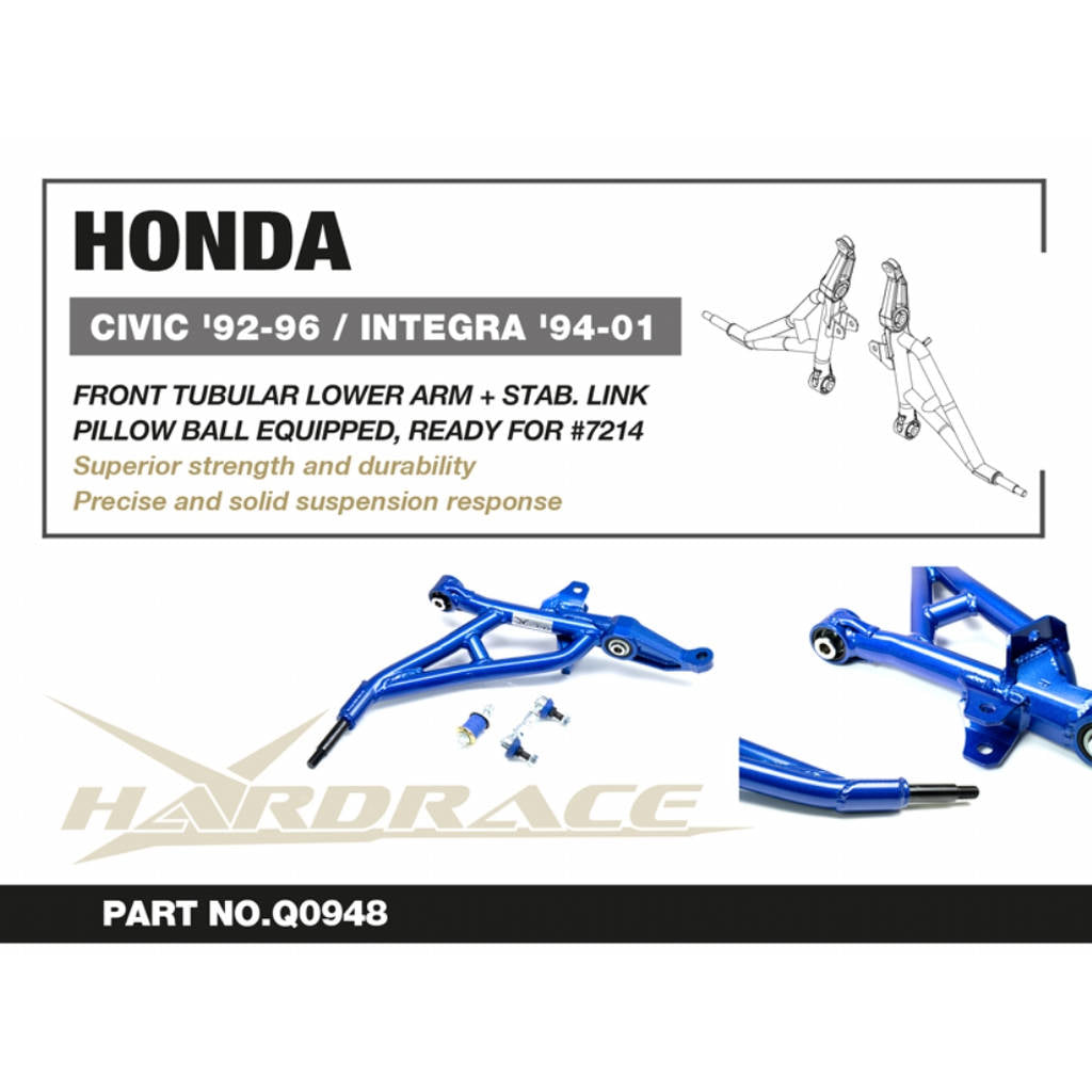 HARDRACE Q0948 Rear Toe Control ARM(Pillow Ball) 2PCS / SET for HONDA CIVIC '92-96 / INTEGRA '94-01 Photo-1