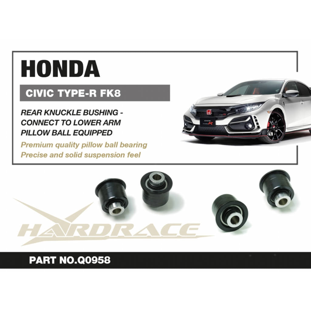 HARDRACE Q0958 Rear Knuckle Bushing (Pillow Ball) - 2PCS / SET for HONDA CIVIC '17- FK8 TYPE-R Photo-1
