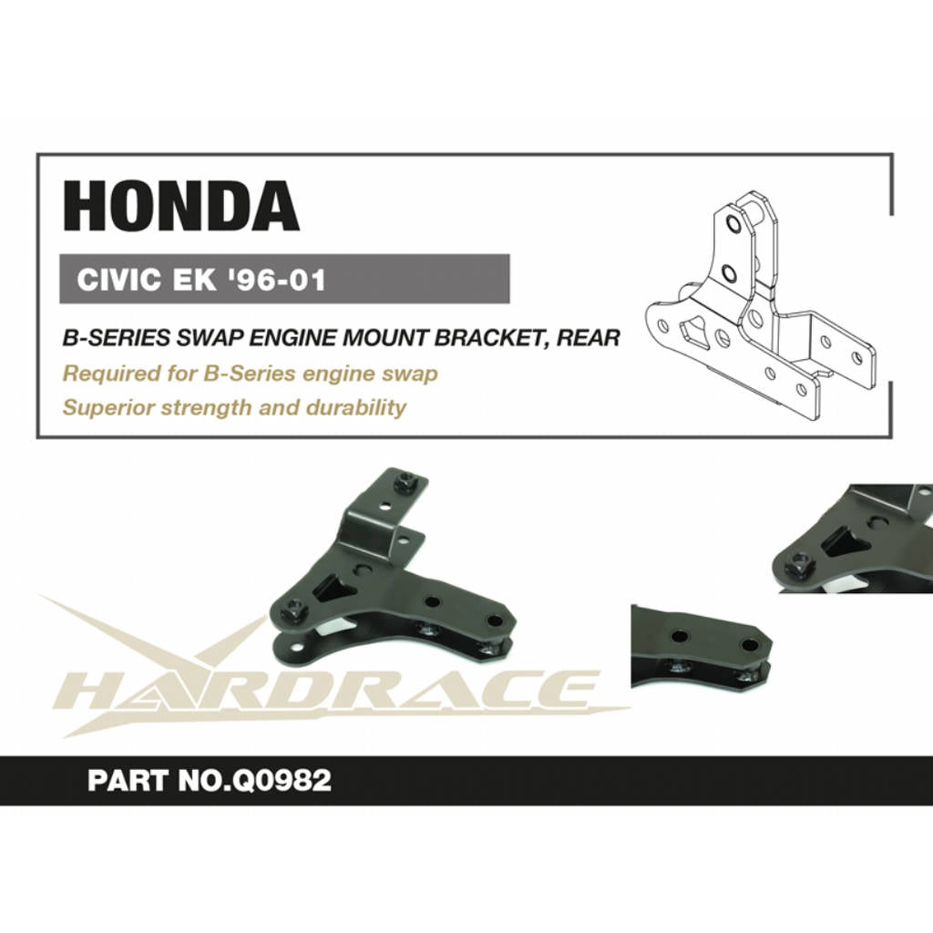 HARDRACE Q0982 B-SERIES SWAP Engine Mount BRACKET,Rear - 1PCS / SET for HONDA CIVIC EK '97-01 Photo-1