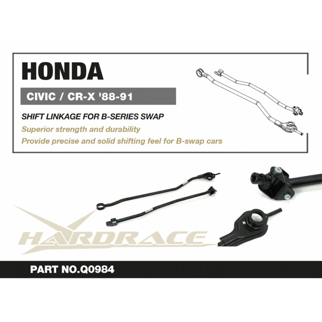 HARDRACE Q0984 SHIFT LINKAGE for B-SERIES SWAP - 2PCS / SET for HONDA CIVIC / CR-X EF '87-91 Photo-1