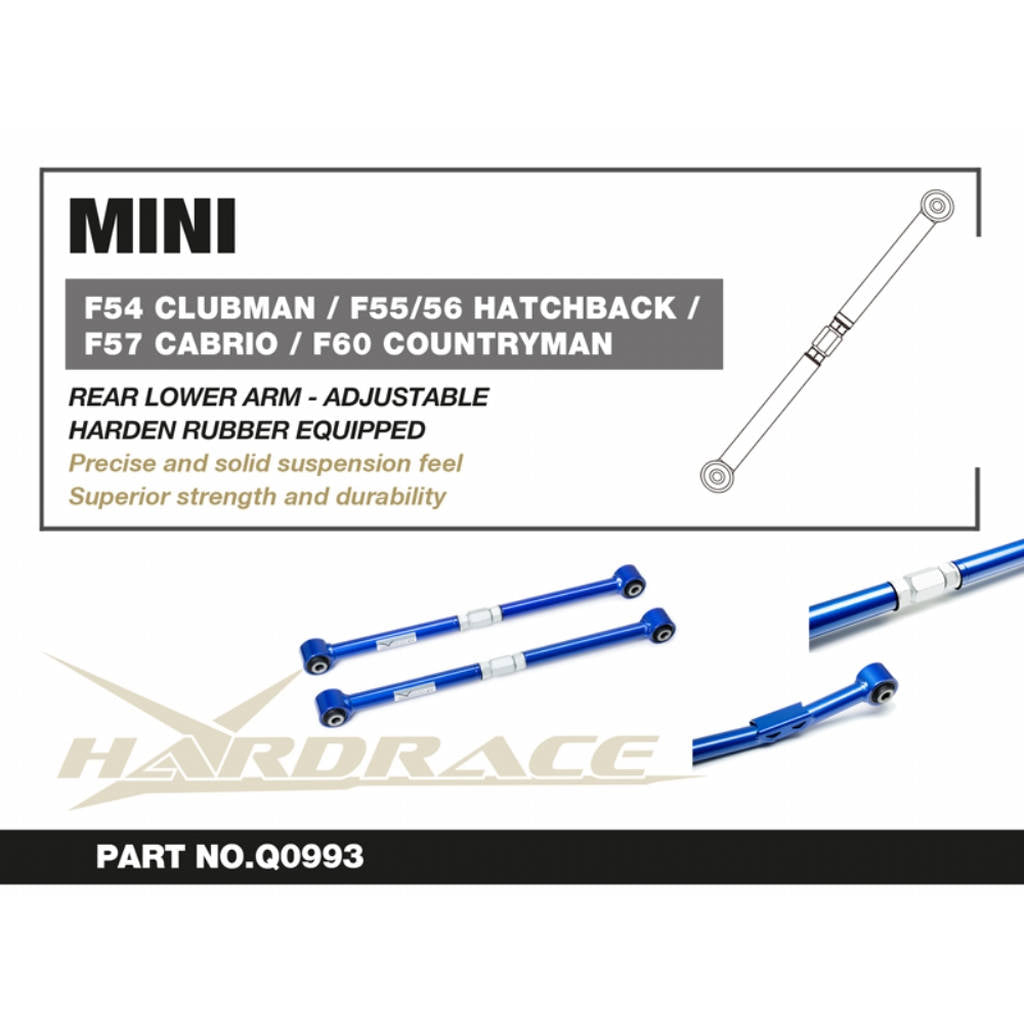 HARDRACE Q0993 Rear Lower Arm (Harden Rubber) - 2PCS / SET for MINI F54 / 55 / 56 / 57 / 60 / BMW F39 / 40 / 44 / 45 / 46 / 48 Photo-1