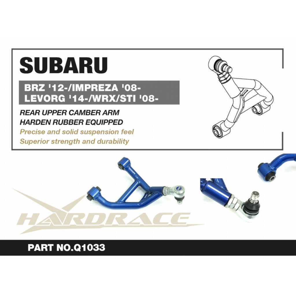 HARDRACE Q1033 Rear Upper Camber Arm (Harden Rubber) 2PCS / SET for TOYOTA 86 / SUBARU BRZ '12- / IMPREZA '08-23 / LEVORG '14- / WRX / STI '08- Photo-1