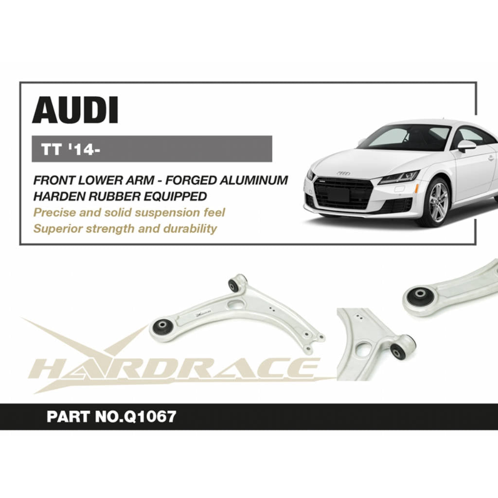 HARDRACE Q1067 Front Lower Arm - FORGED ALUMINUM (Harden Rubber) - 2PCS / SET for AUDI TT '14- Photo-1