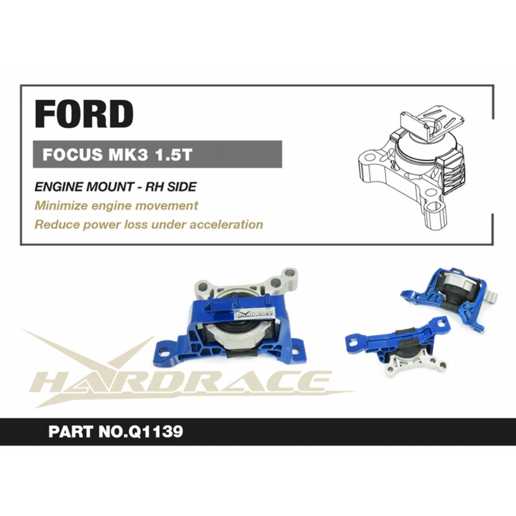 HARDRACE Q1139 Engine Mount-RIGHT SIDE (Harden Rubber) - 1PCS / SET for FORD FOCUS MK3 / KUGA MK2 1.5T / 1.6T AT / MT Photo-1