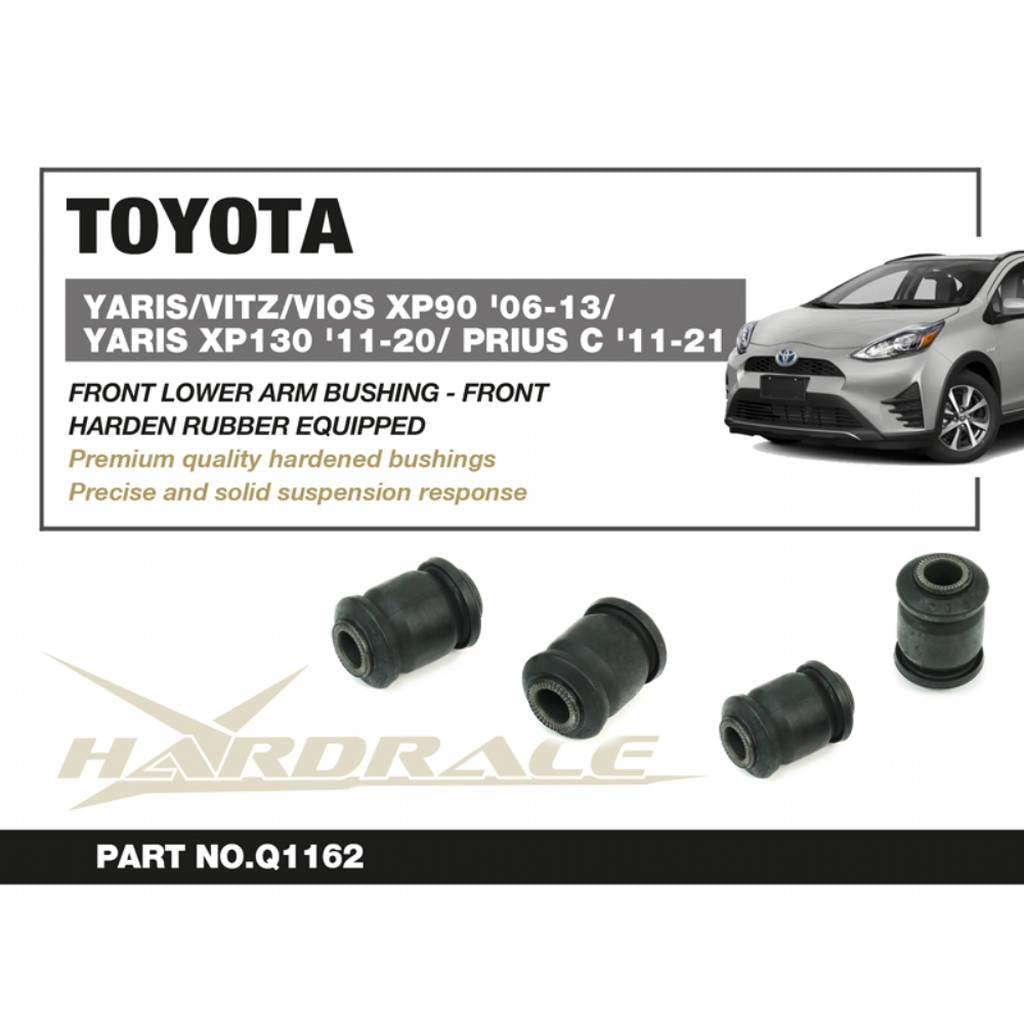 HARDRACE Q1162 Front Lower Arm Bushing, Front (Harden Rubber) - 2PCS / SET for TOYOTA YARIS / VITZ / VIOS XP90 '06-13 / YARIS XP130 '11-20 / PRIUS C '11-21 Photo-1