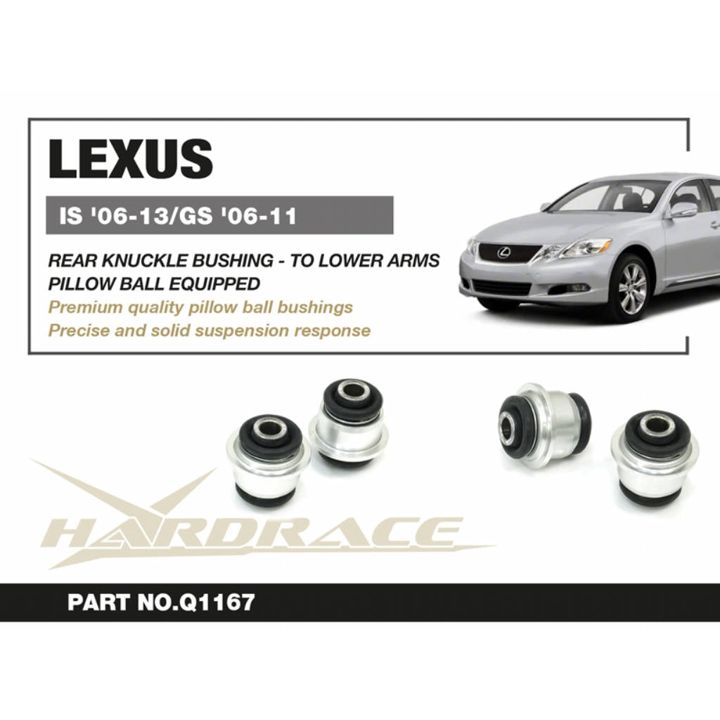 HARDRACE Q1167 Rear Knuckle Bushing - TO Lower ARMS (Pillow Ball) - 2PCS / SET for LEXUS IS '06-13 / GS '06-11 Photo-1