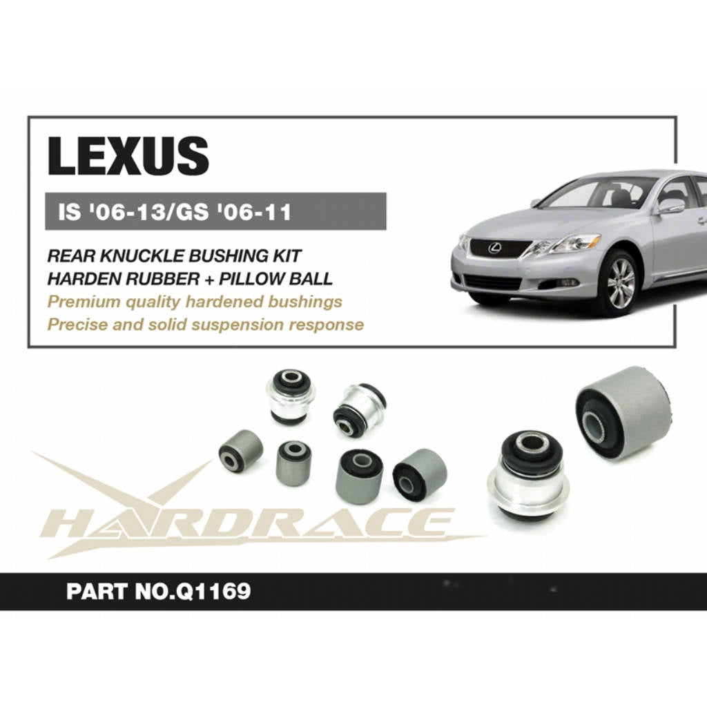 HARDRACE Q1169 Rear Knuckle Bushing Kit (Pillow Ball+Harden Rubber) - 6PCS / SET for LEXUS IS '06-13 / GS '06-11 Photo-1