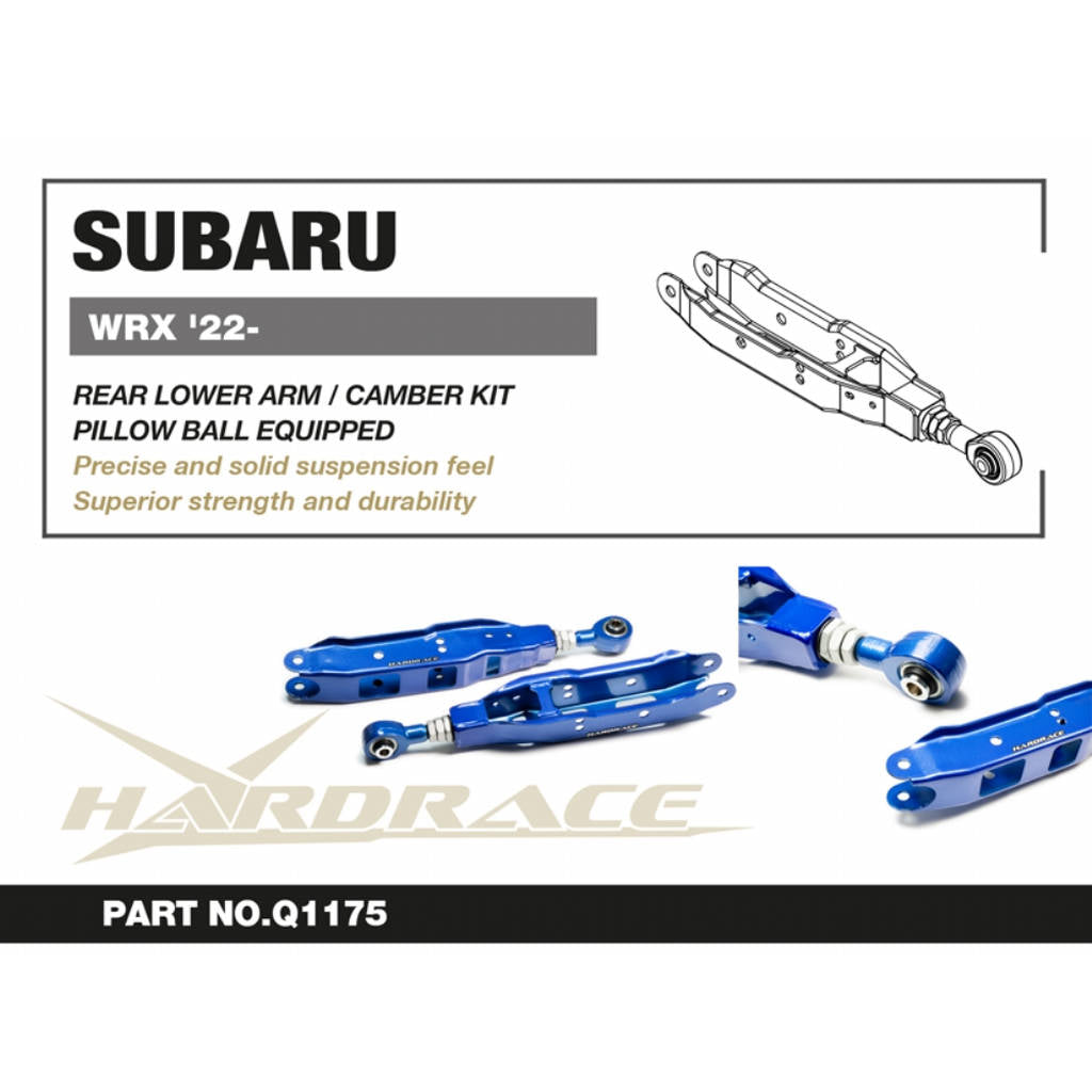 HARDRACE Q1175 Rear Lower Control Arm / Camber Kit (Pillow Ball) - 2PCS / SET for SUBARU WRX '22- Photo-1