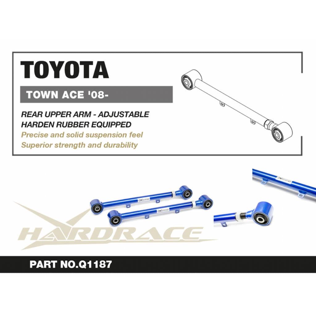HARDRACE Q1187 Rear Upper Arm - Adjustable (Harden Rubber) - 2PCS / SET for TOYOTA TOWN ACE VAN '08- Photo-1
