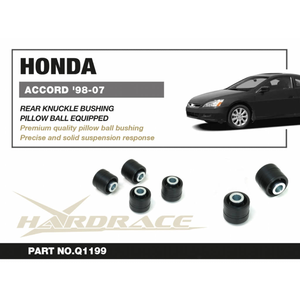 HARDRACE Q1199 Rear Knuckle Bushing (Pillow Ball) - 4PCS / SET for HONDA ACCORD '98-07 / ACURA TSX '03-08 Photo-1