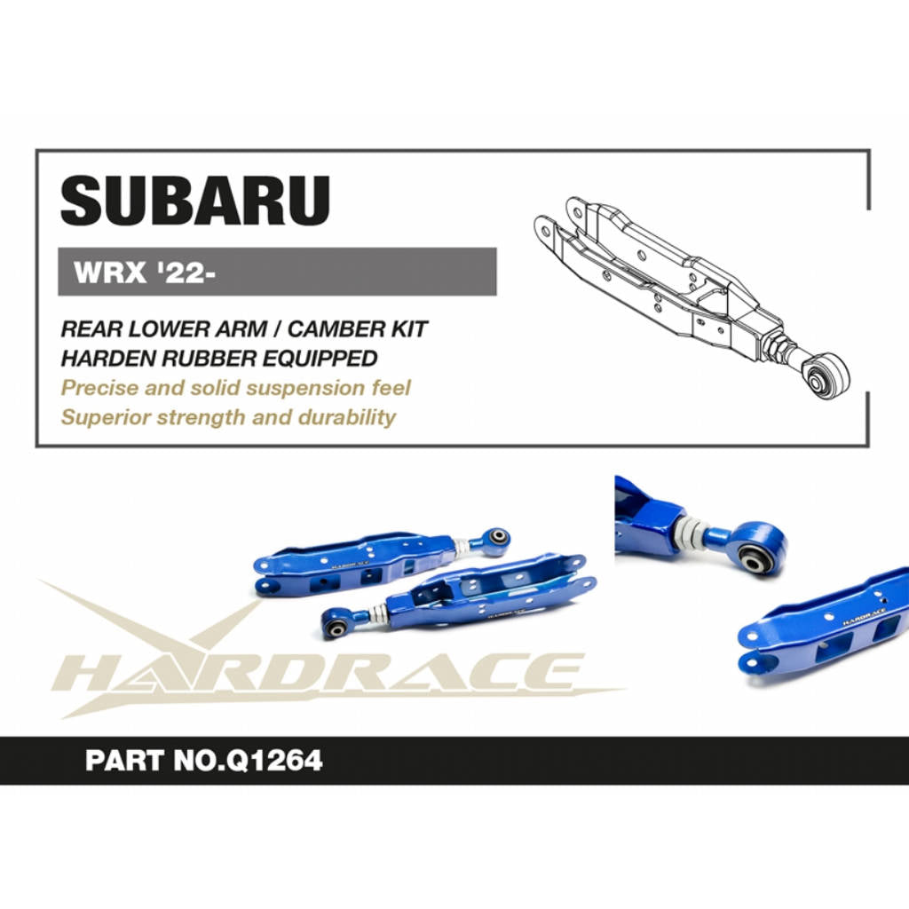 HARDRACE Q1264 Rear Lower Control Arm / Camber Kit (Harden Rubber) - 2PCS / SET for SUBARU WRX '22- Photo-1